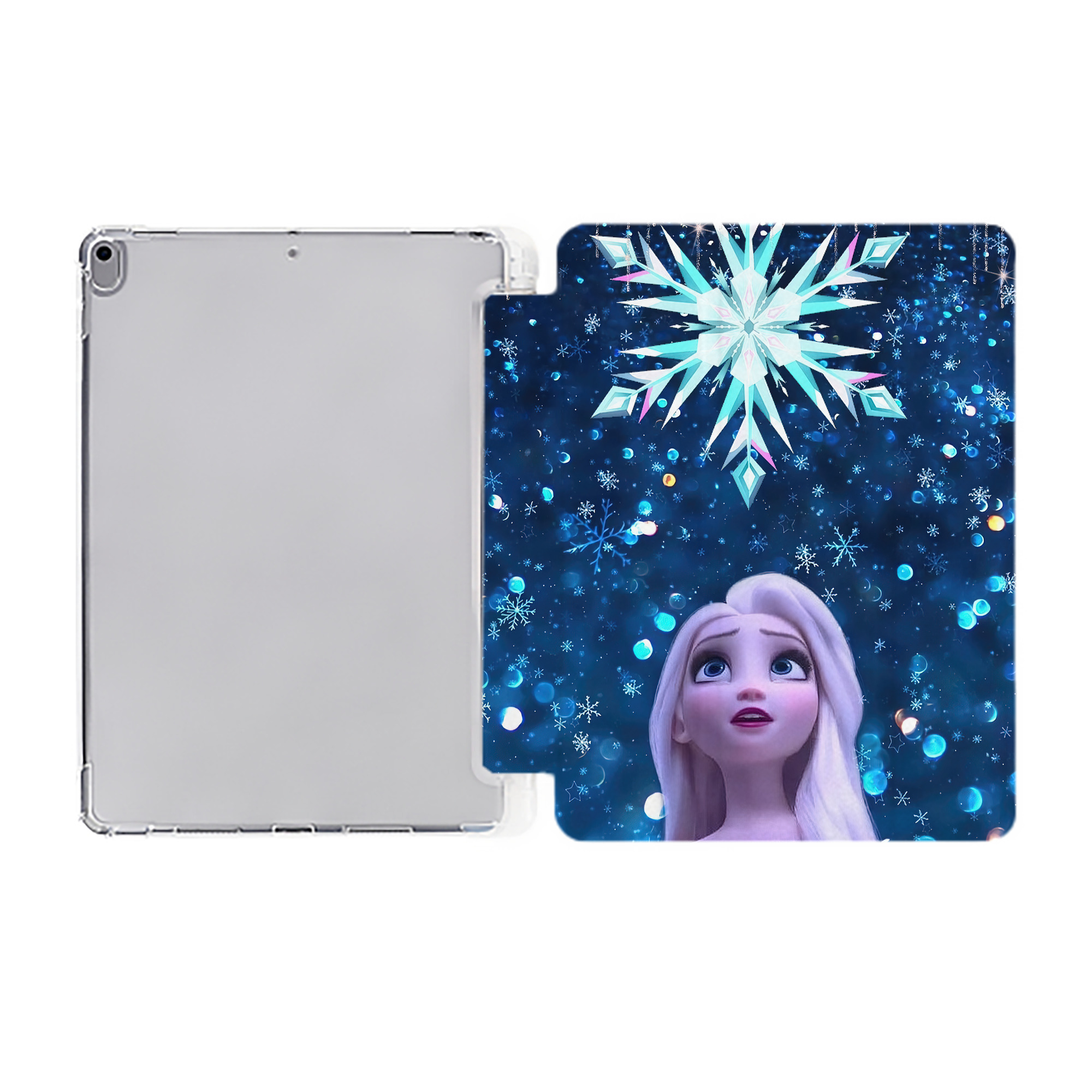 （画像用） アナと雪の女王 アンナ エルサ Frozen Anna Elsa IPad ケース ペン収納付き 三つ折りスタンド PUレザー×シリコン 対応機種9.5/10.5/10.9インチ